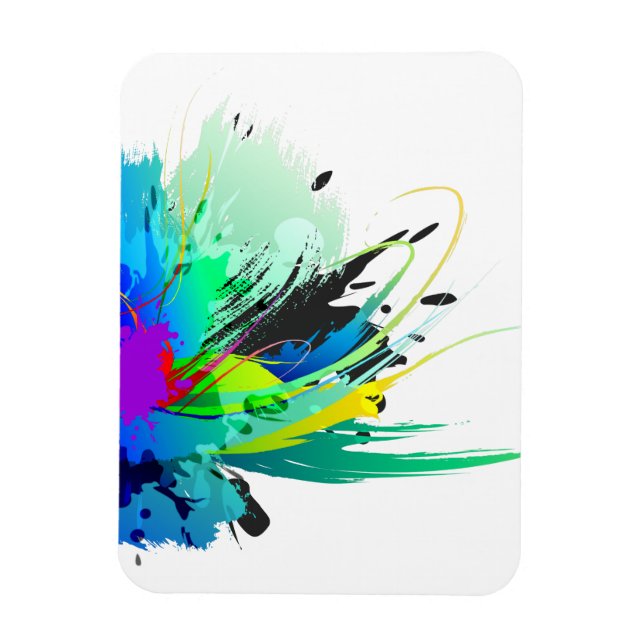 Abstract Peacock Paint Splatters Magnet (Vertical)