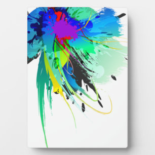 Abstract Peacock Paint Splatters Plaque