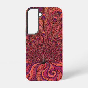 Abstract Peacock Sunset Orange Line Samsung Cases