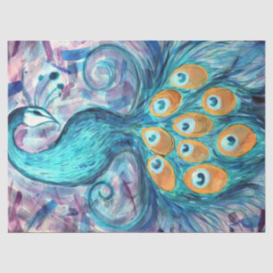 Abstract Peacock Teal Lovers Peacocks Artwork Tissue Paper