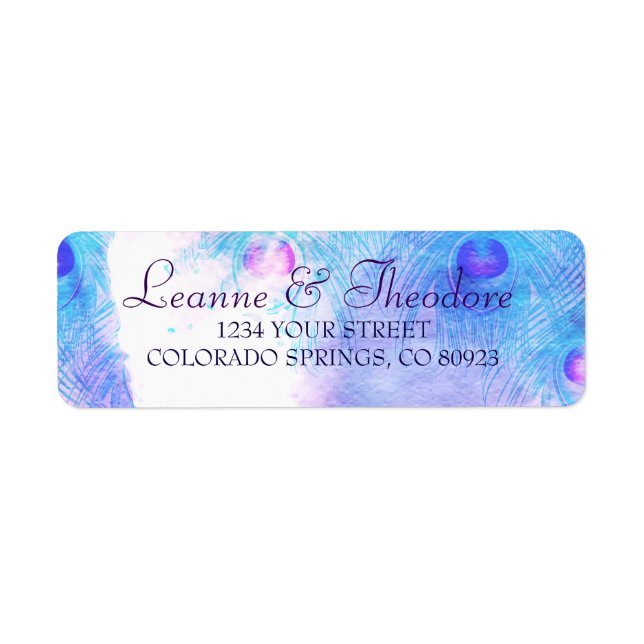 Abstract Peacock, Watercolor Address Labels (Front)
