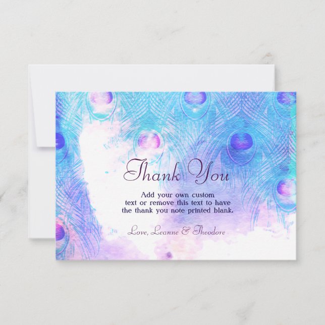 Abstract Peacock, Watercolor Thank You Cards (Front)