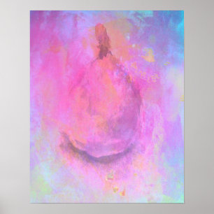Abstract Pear Fruit Still Life In Pink Poster