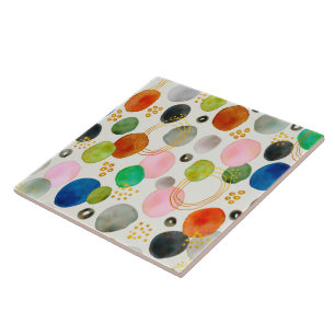 Abstract Pebble Gold Glitter Art Ceramic Tile