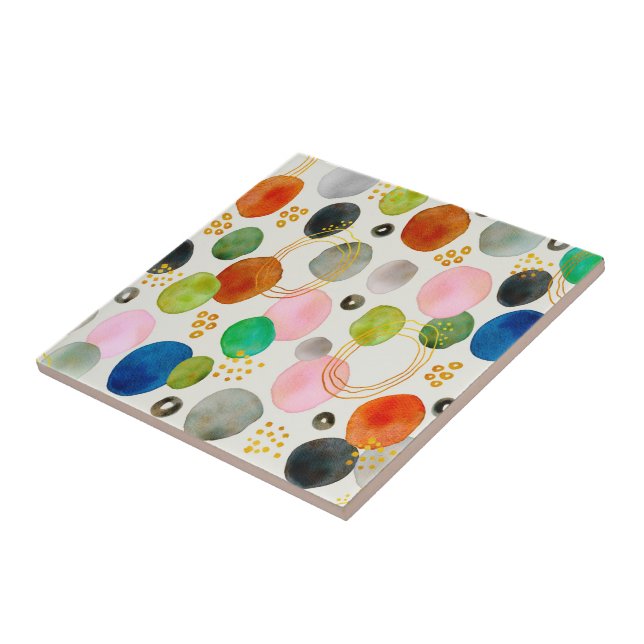 Abstract Pebble Gold Glitter Art Ceramic Tile (Side)