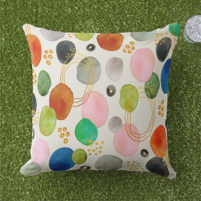 Abstract Pebble Gold Glitter Art Cushion (Grass)