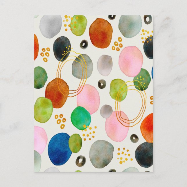 Abstract Pebble Gold Glitter Art Postcard (Front)
