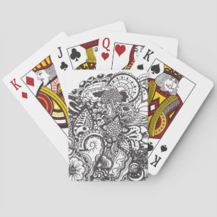 Abstract pen and ink doodle playing cards