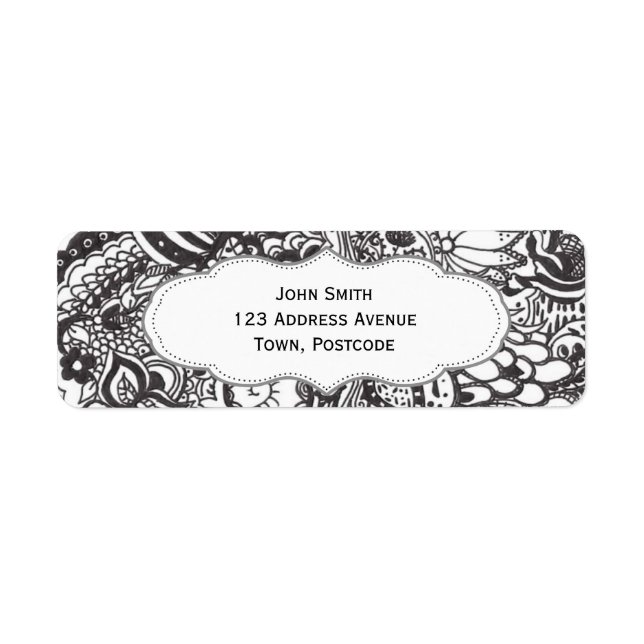 Abstract pen and ink doodle return address label (Front)