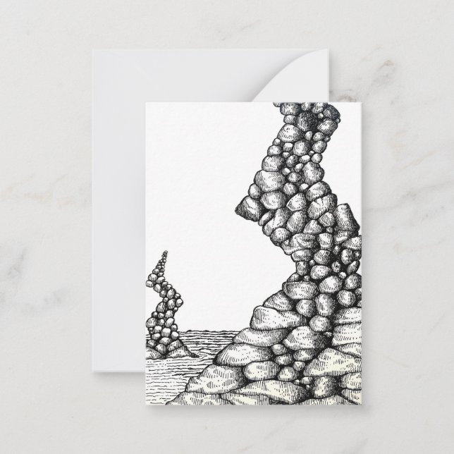 Abstract Pen Angled Cliffs Rocks Drawing Card (Front)