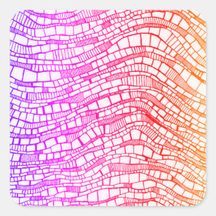 Abstract Pen & Ink Geometric Shapes Square Sticker