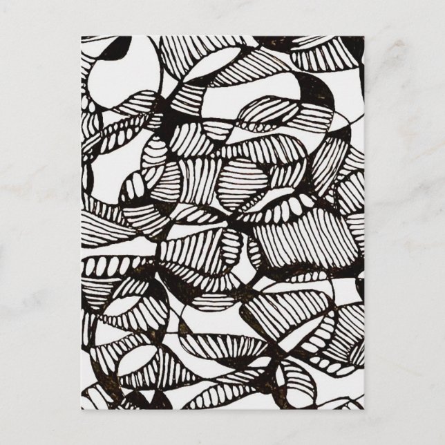 Abstract Pen Scribble Squiggle Drawing Postcard (Front)
