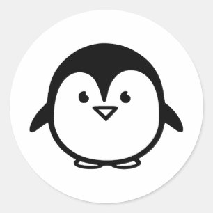 Abstract Penguin Art in BW Classic Round Sticker