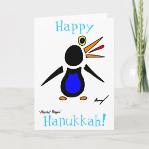 Abstract Penguin 'Happy Hanukkah!' Card