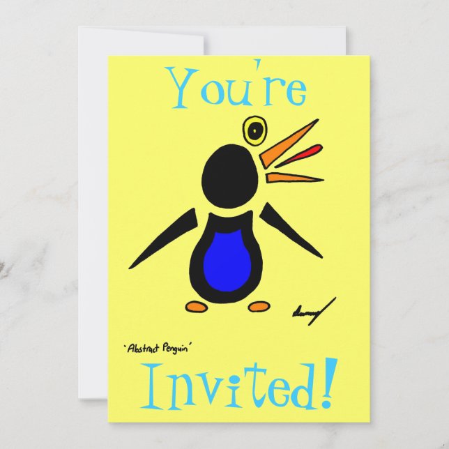 Abstract Penguin Invitations (Front)