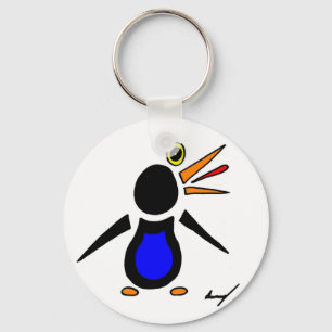 Abstract Penguin Round Keychain