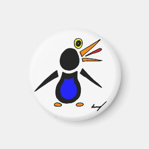 Abstract Penguin Round Magnet