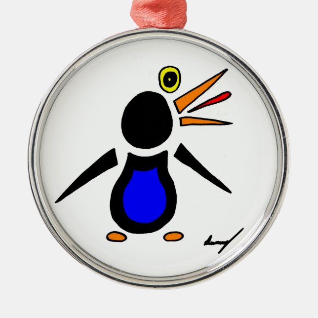 Abstract Penguin Round Ornament (Front)
