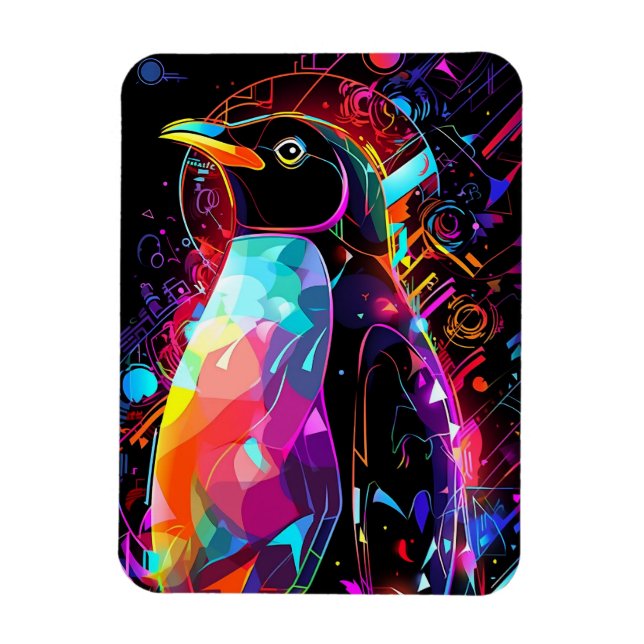 Abstract  penguin with bright colours magnet (Vertical)