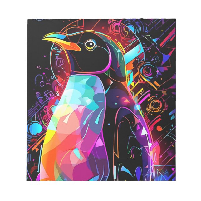 Abstract  penguin with bright colours notepad (Front)