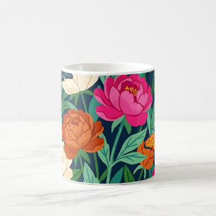 Abstract Peonies Butterflies Boho Coffee Mug