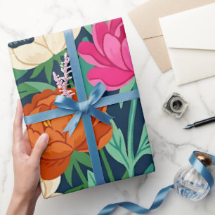 Abstract Peonies Butterflies Wrapping Paper