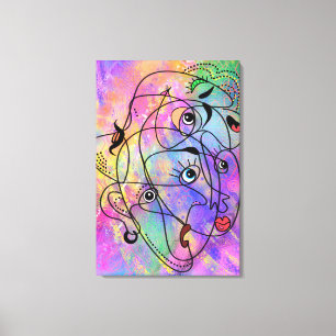 Abstract People Face Cubism Style Canvas Print