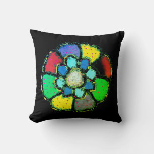 ABSTRACT PETAL FLOWER DESIGN BLACK BACKGROUND CUSHION