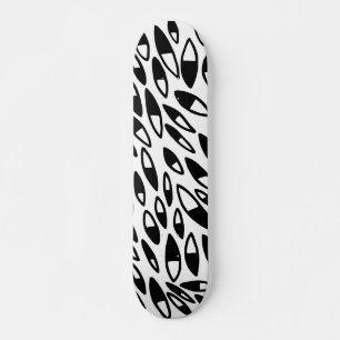 Abstract Petals - Black on White Skateboard