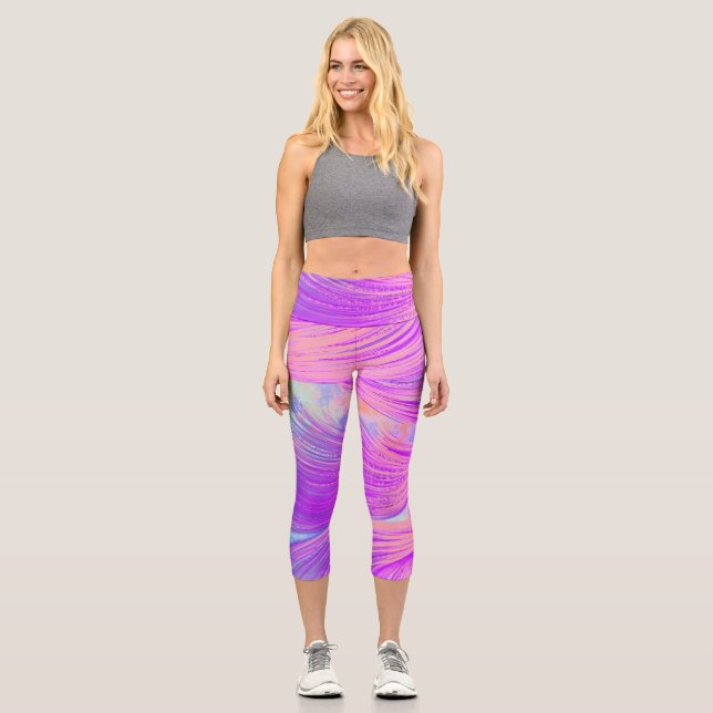abstract Phoenix Feathers Capri Leggings (Front)
