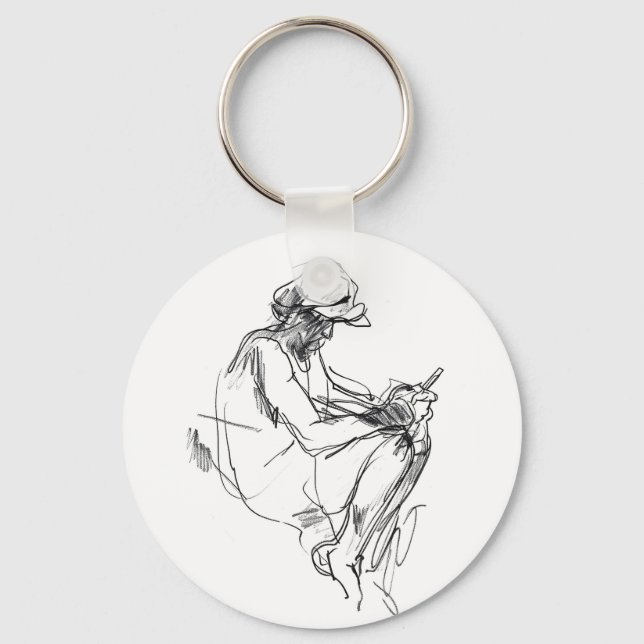 Abstract Phone Addict Sketch Key Ring (Front)