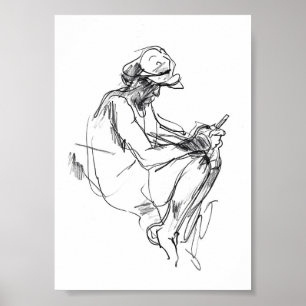 Abstract Phone Addict Sketch Poster