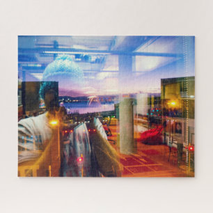 Abstract photographer of dawn in the city jigsaw puzzle