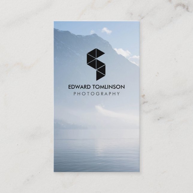 Abstract Photography Logo (black) with Your Photo Business Card (Front)