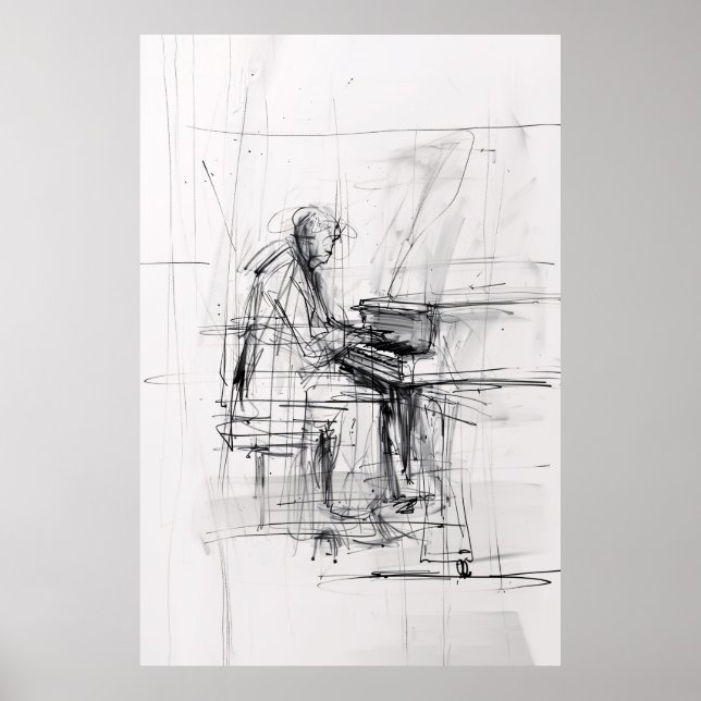 Abstract Pianist Poster – Expressive Music (Front)
