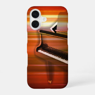 Abstract Piano Art – Bold Red & Black iPhone 16 Case