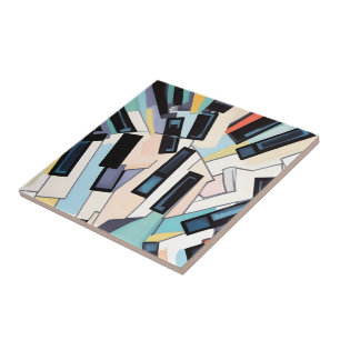 Abstract piano keys artwork ceramic tile