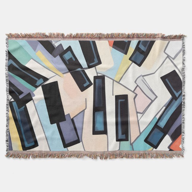 Abstract piano keys artwork throw blanket (Front)