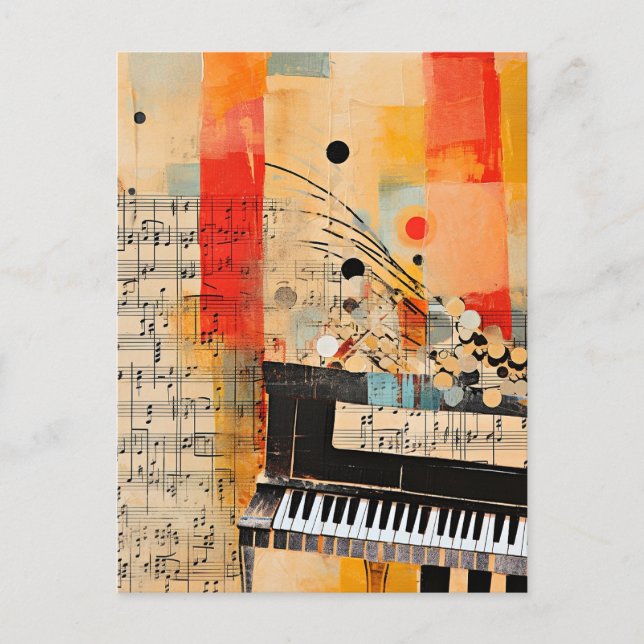 Abstract Piano Montage art Postcard (Front)