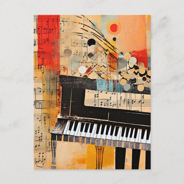 Abstract Piano Montage art Postcard (Front)