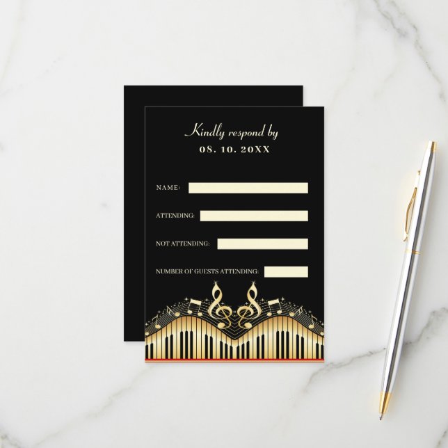 Abstract Piano RSVP Card (Front/Back In Situ)