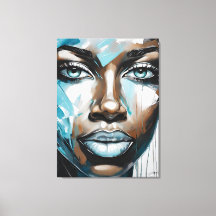 Abstract picture blue, gray, black woman face