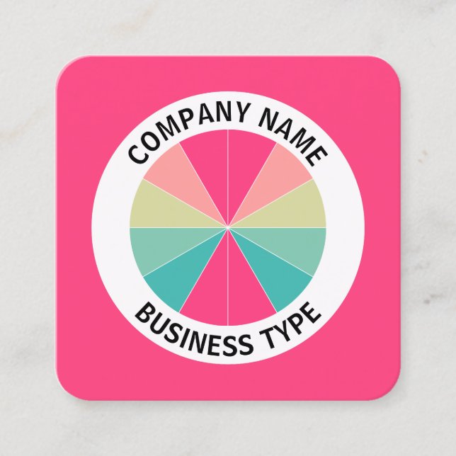Abstract Pie 01 - Red #FF407F Square Business Card (Front)