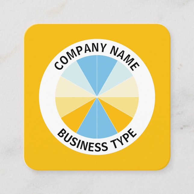 Abstract Pie 04 - Amber #F8BC08 Square Business Card (Front)