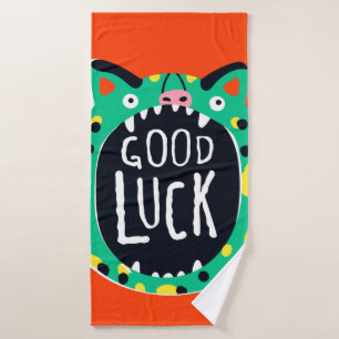 Abstract pig good luck bath towel