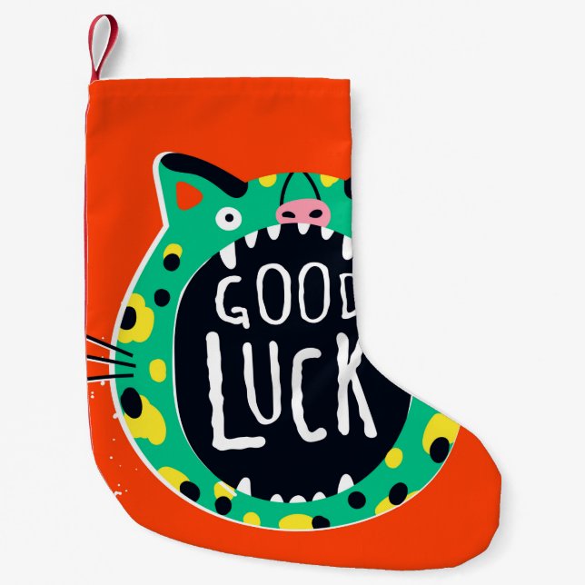 Abstract pig good luck small christmas stocking (Front)