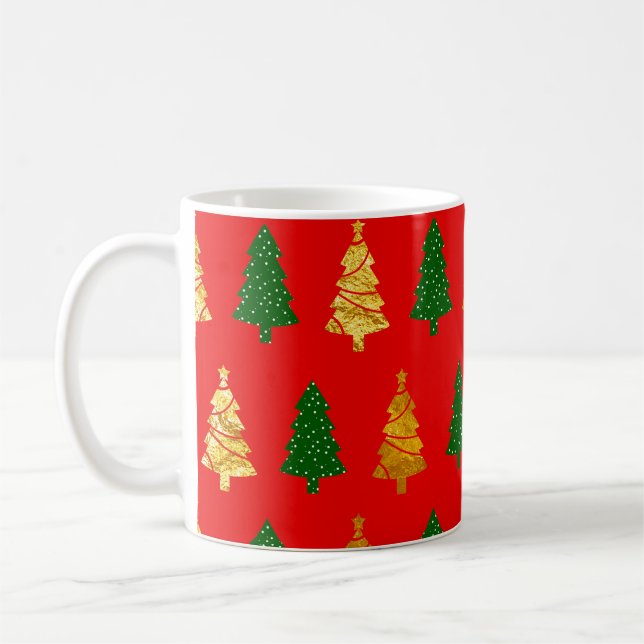 Abstract Pine Trees with Foil Texture Seamless Chr Coffee Mug (Left)