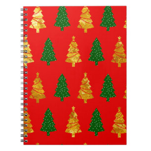 Abstract Pine Trees with Foil Texture Seamless Chr Notebook
