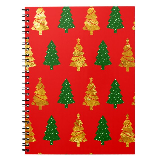 Abstract Pine Trees with Foil Texture Seamless Chr Notebook (Front)