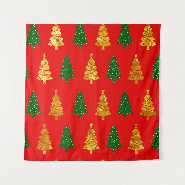 Abstract Pine Trees with Foil Texture Seamless Chr Tapestry (Front)